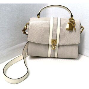 Guess Ginevra Handle Crossbody Bag Purse Taupe & Cream Gold Hardware Exotic NWOT